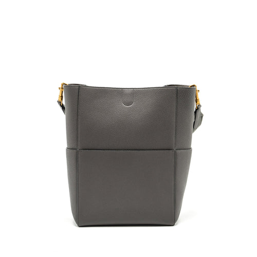 CELINE SANGLE BUCKET BAG GRAINED CALFSKIN GREY GHW