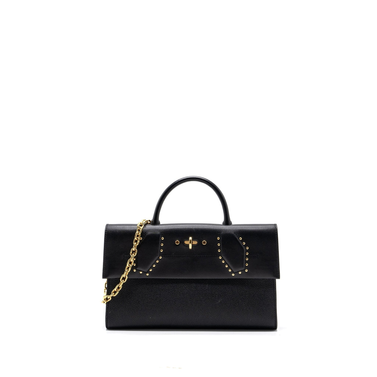 LOUIS VUITTON FLAP SHOULDER BAG CALFSKIN BLACK GHW