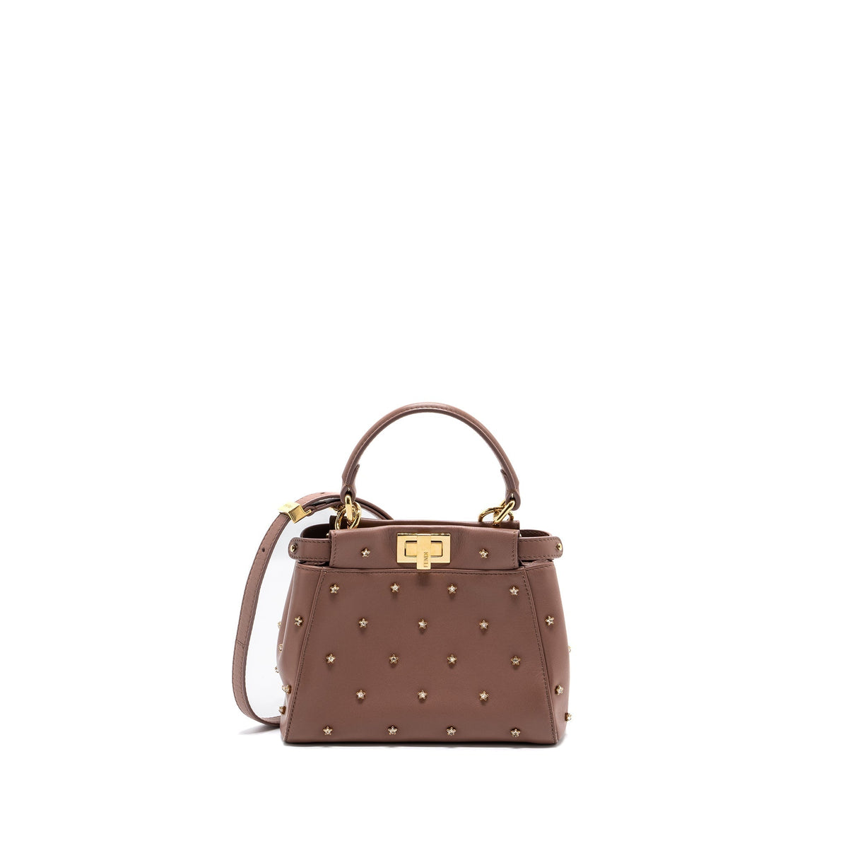 FENDI MINI PEEKABOO STAR CRYSTAL LAMBSKIN DARK PINK GHW