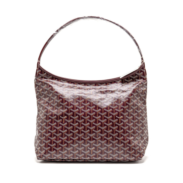 GOYARD BOHEME HOBO PM BAG GOYARDINE CANVAS/CALFSKIN BURGUNDY SHW