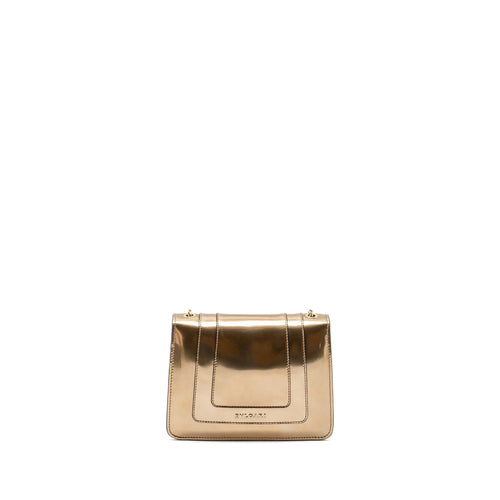 BVLGARI SERPENTI FOREVER SHOULDER BAG PATENT METALLIC GOLD GHW