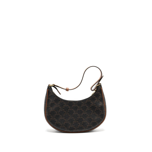 CELINE AVA BAG IN TRIOMPHE CANVAS AND CALFSKIN TAN