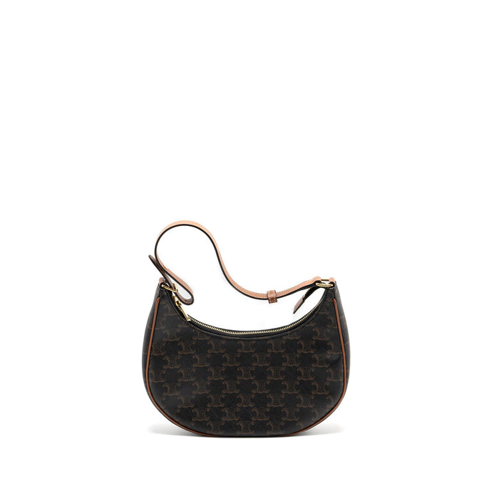 CELINE AVA BAG IN TRIOMPHE CANVAS AND CALFSKIN TAN