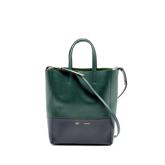 CELINE VERTICAL CABAS CALFSKIN GREEN / NAVY GHW