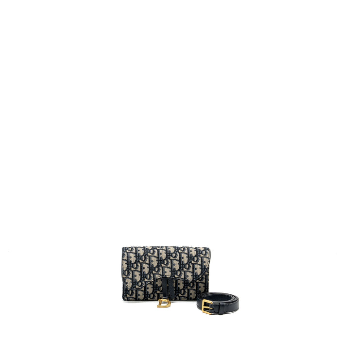 DIOR SADDLE BELT POUCH OBLIQUE JACQUARD BLUE GHW