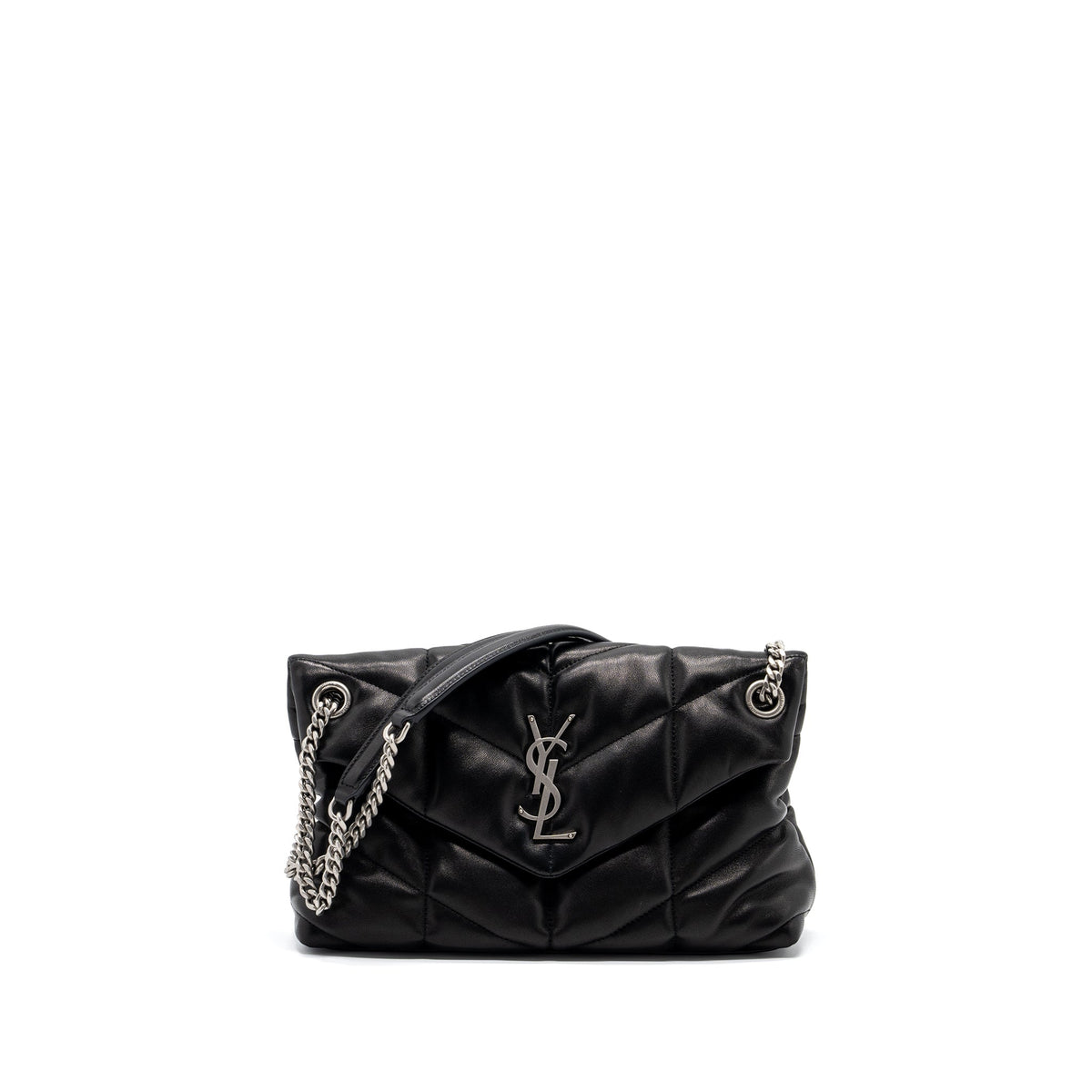 SAINT LAURENT SMALL PUFFER LAMBSKIN BLACK SHW
