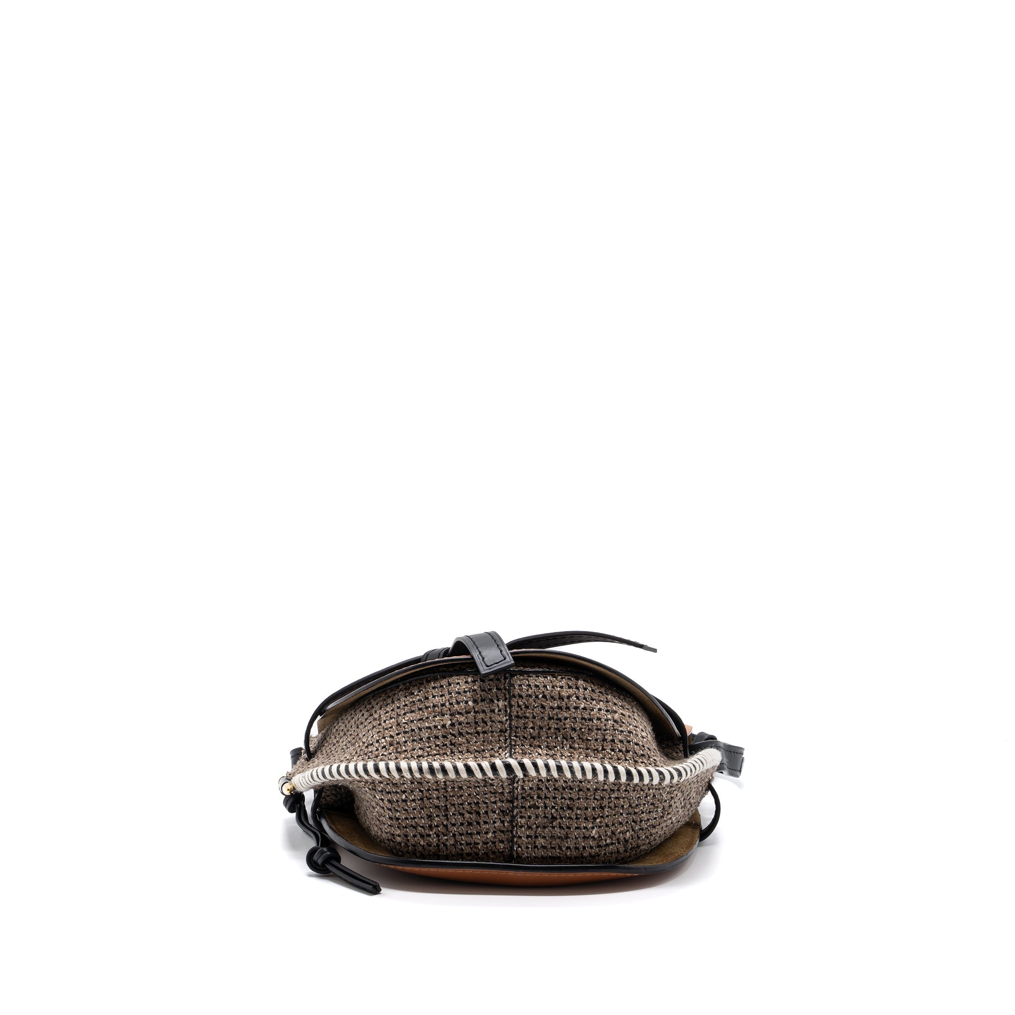 LOEWE SMALL GATE BAG CALFSKIN/TWEED TAN GHW