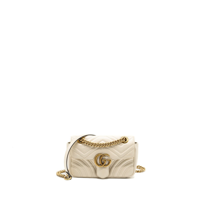 GUCCI MINI MARMONT BAG CALFSKIN WHITE GHW