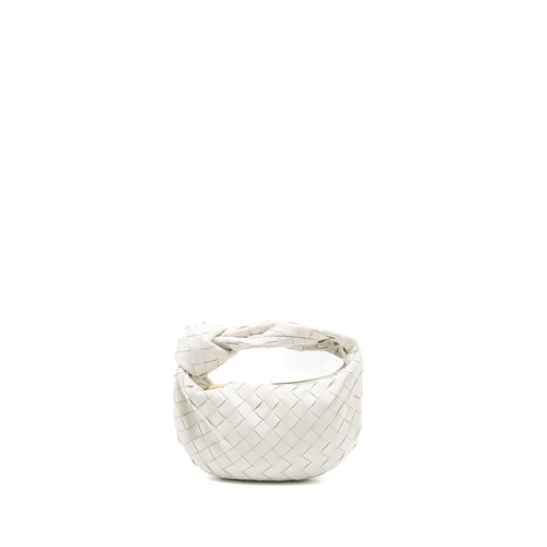 BOTTEGA VENETA MINI JODIE LAMBSKIN WHITE GHW