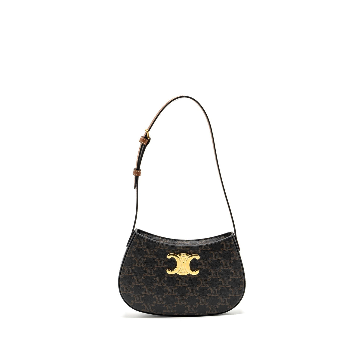 CELINE MEDIUM TILLY BAG IN TRIOMPHE CANVAS / CALFSKIN TAN GHW