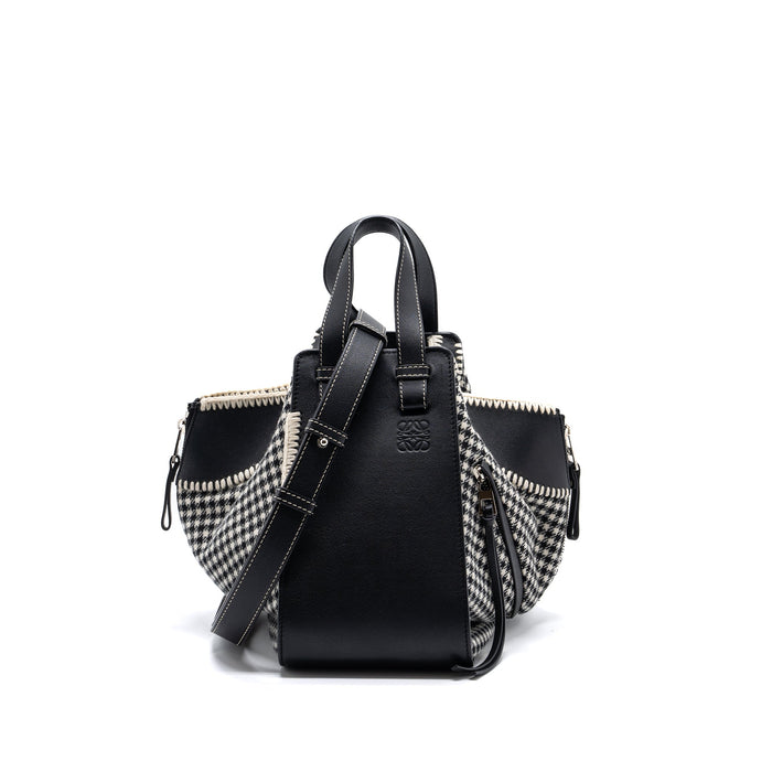 LOEWE SMALL HAMMOCK BAG CALFSKIN / FABRIC MULTICOLOR BLACK / WHITE SHW