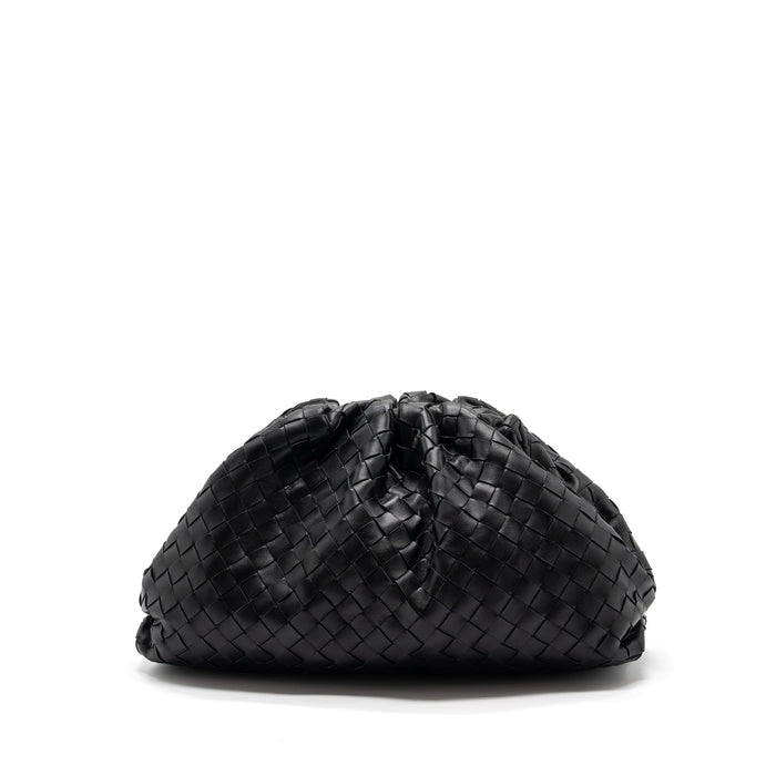 BOTTEGA VENETA POUCH INTRECCIATO LEATHER CLUTCH LAMBSKIN BLACK