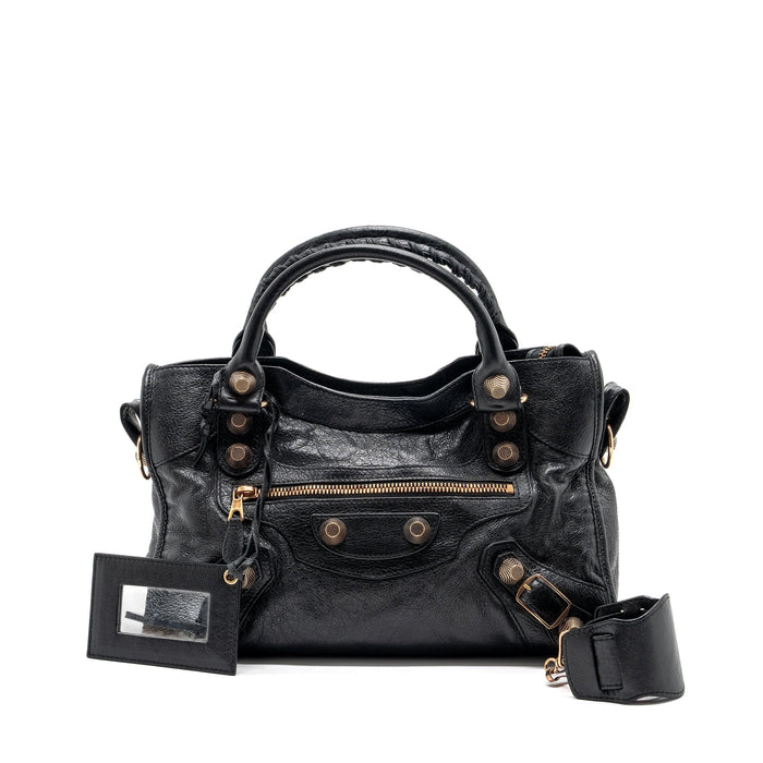 BALENCIAGA GIANT CITY BAG LEATHER BLACK RGHW