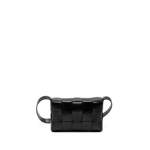 BOTTEGA VENETA SMALL CASSETTE LEATHER BLACK SHW