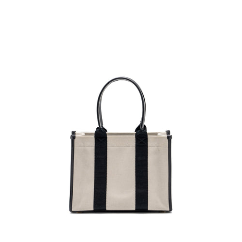 BALENCIAGA SMALL TOTE BAG CANVAS/ LEATHER BLACK/WHITE GHW