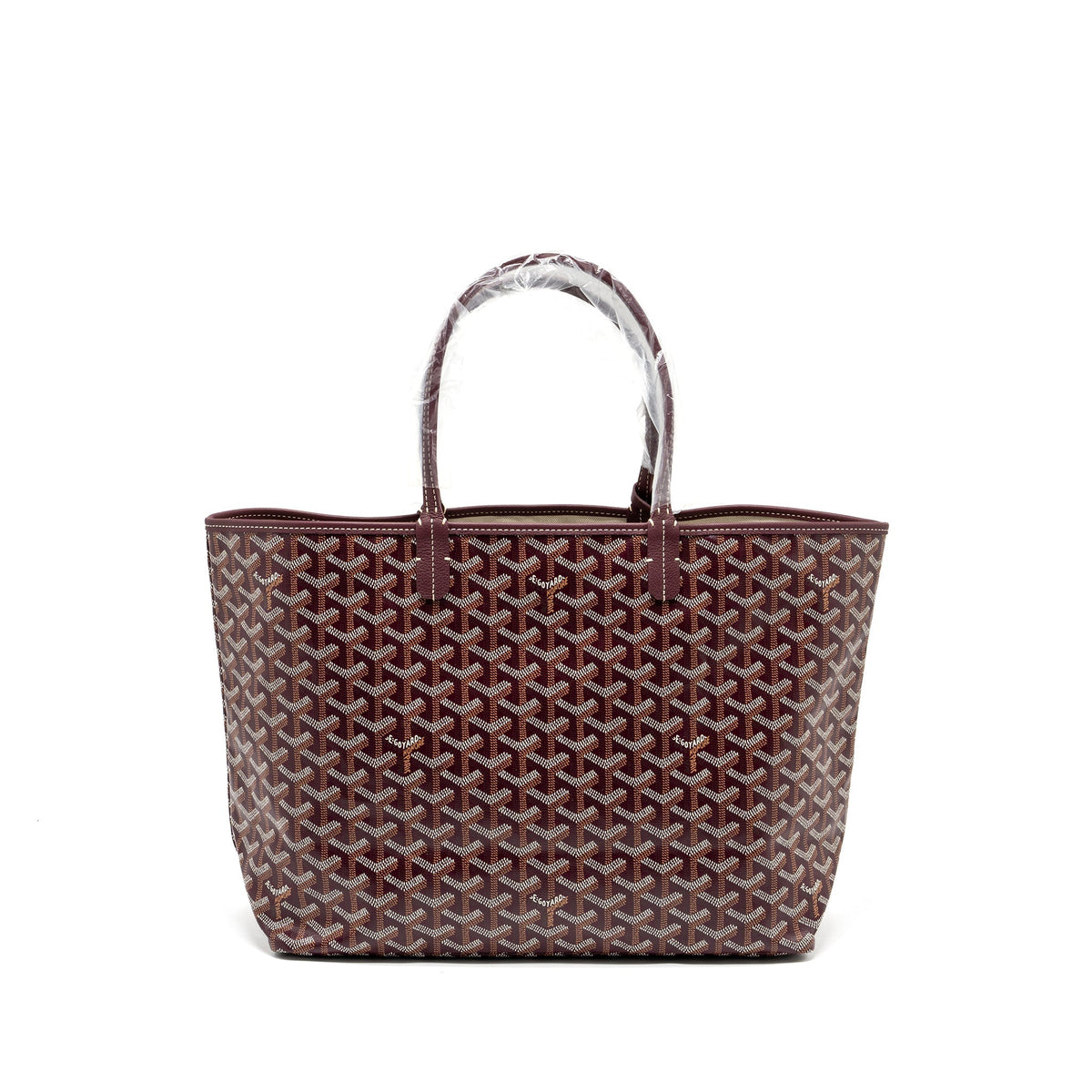 GOYARD SAINT LOUIS PM TOTE BAG GOYARDLINE CANVAS/CALFSKIN BURGUNDY SHW
