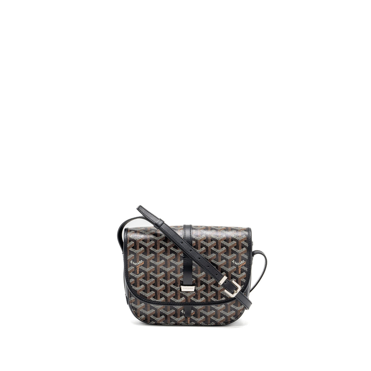 GOYARD BELVEDERE PM MESSENGER BAG GOYARDLINE CANVAS / CALFSKIN BLACK SHW