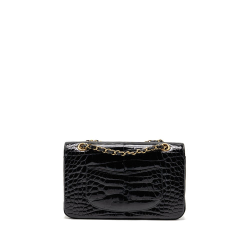 CHANEL MEDIUM CLASSIC DOUBLE FLAP BAG ALLIGATOR MISSISSIPPIENSIS BLACK GHW