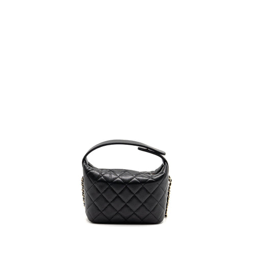 CHANEL 25C DETAIL LOGO QUILTED HOBO BAG CAVIAR BLACK GHW (MICROCHIP)