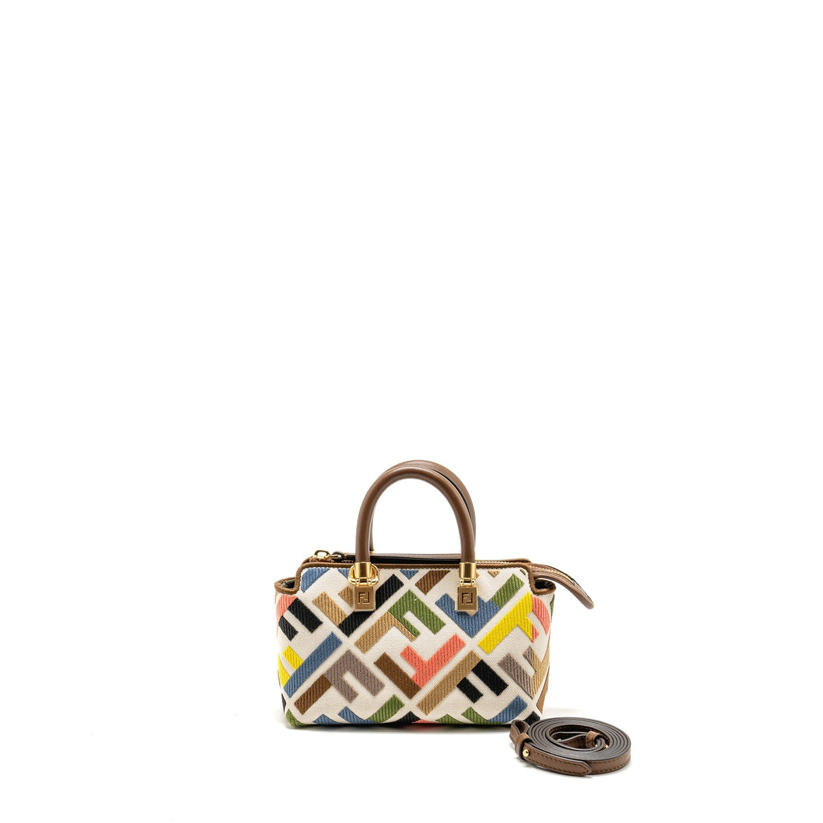 FENDI BY THE WAY MINI BAG EMBROIDERED FF CANVAS MULTICOLOUR GHW