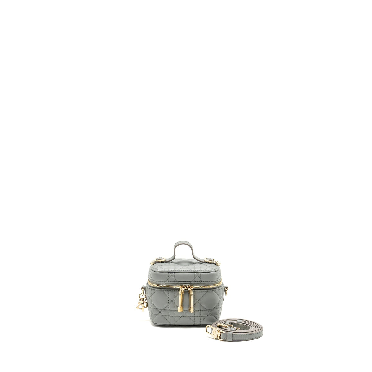 DIOR MICRO LADY DIOR VANITY CASE LAMBSKIN BLUE LGHW