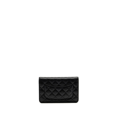 CHANEL CLASSIC WALLET ON CHAIN CAVIAR BLACK SHW (MICROCHIP)