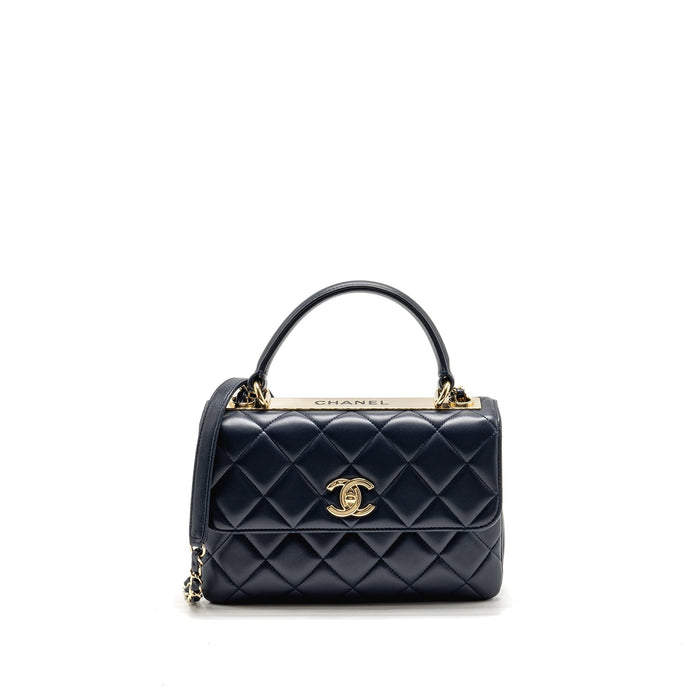 CHANEL SMALL TRENDY CC FLAP BAG LAMBSKIN BLUE LGHW