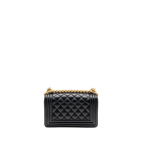 CHANEL SMALL BOY BAG CAVIAR BLACK GHW (MICROCHIP)