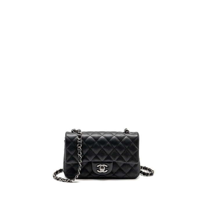 CHANEL MINI RECTANGULAR FLAP BAG CAVIAR IRIDESCENT BLACK SHW