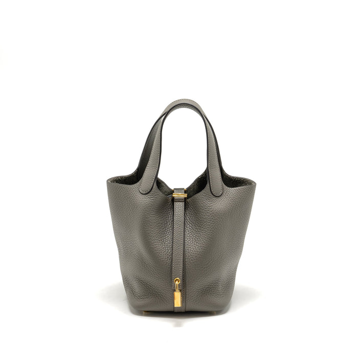 HERMES PICOTIN 18 LOCK BAG GRIS MEYER GHW