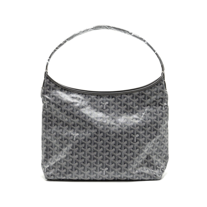 GOYARD BOHEME HOBO PM BAG GOYARDINE CANVAS/CALFSKIN GRIS SHW