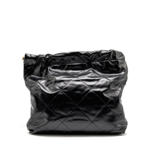 CHANEL MEDIUM 22 BAG SHINY CALFSKIN BLACK GHW (MICROCHIP)