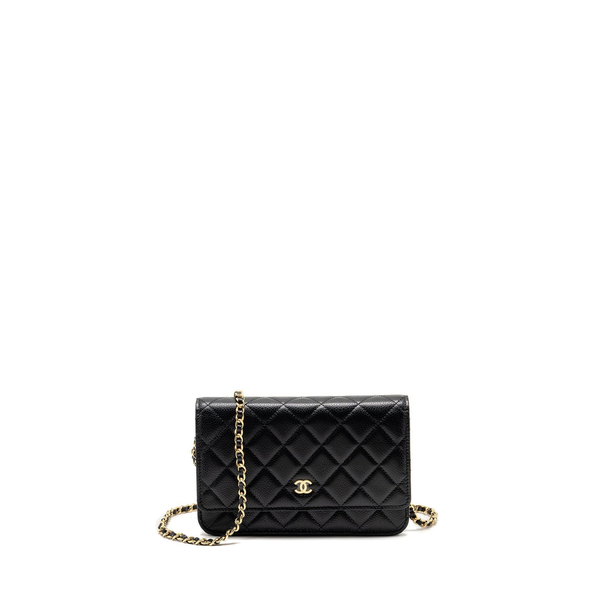CHANEL CLASSIC WALLET ON CHAIN CAVIAR BLACK GHW (MICROCHIP)