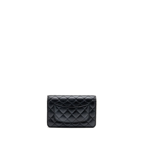 CHANEL 23B WALLET ON CHAIN WITH ADJUSTABLE CHAIN CAVIAR BLACK GHW (MICROCHIP)