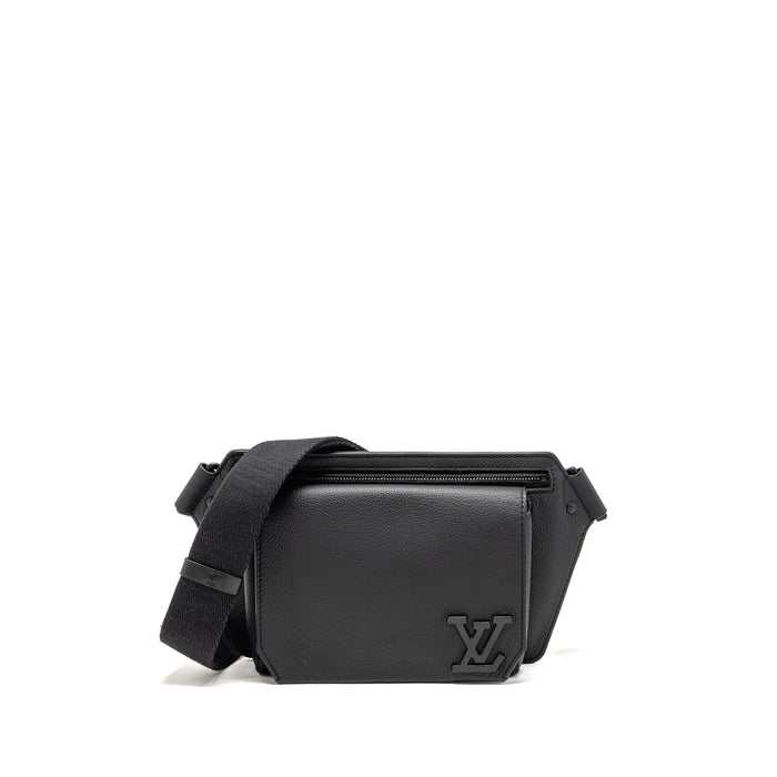 LOUIS VUITTON AEROGRAM TAKEOFF SLING BLACK GRAINED CALFSKIN BLACK HARDWARE