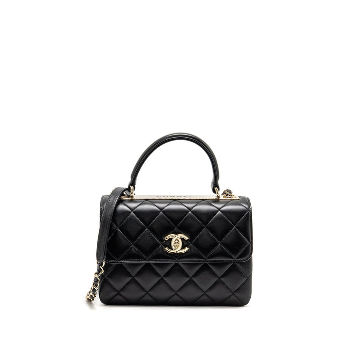 CHANEL TOP HANDLE TRENDY CC FLAP BAG LAMBSKIN BLACK LGHW