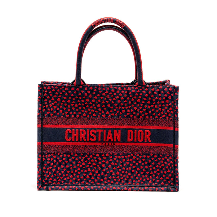 DIOR MEDIUM DIOR BOOK TOTE I LOVE PARIS CANVAS RED / NAVY