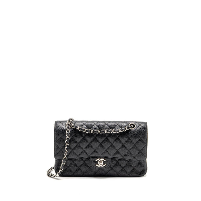 CHANEL MEDIUM CLASSIC DOUBLE FLAP BAG CAVIAR BLACK SHW