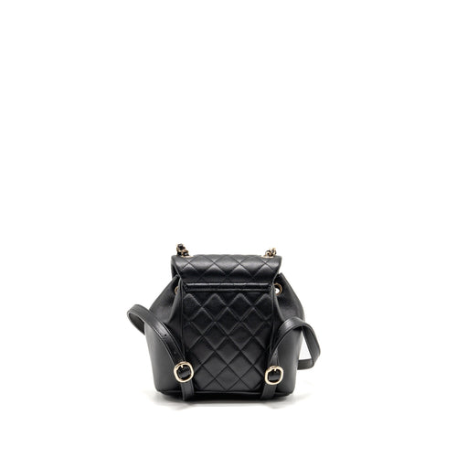 CHANEL 24P MINI DUMA BACKPACK CALFSKIN BLACK LGHW (MICROCHIP)