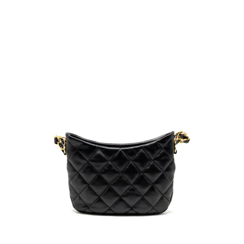 CHANEL 22K HOBO SHOULDER BAG LAMBSKIN BLACK GHW