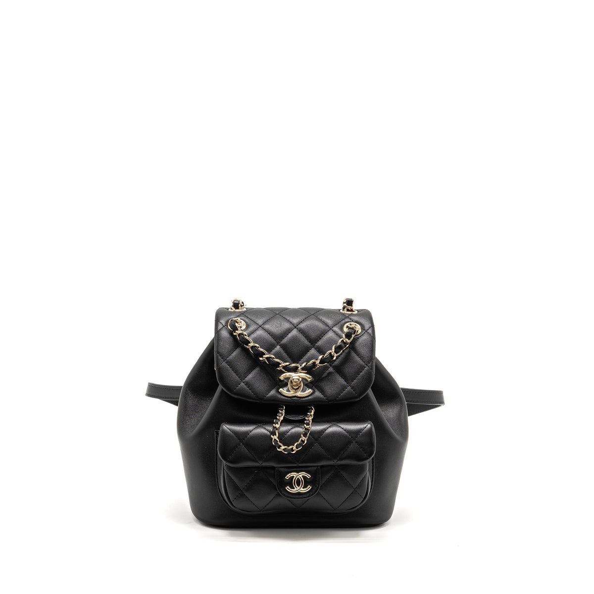 CHANEL 24P MINI DUMA BACKPACK CALFSKIN BLACK LGHW (MICROCHIP)