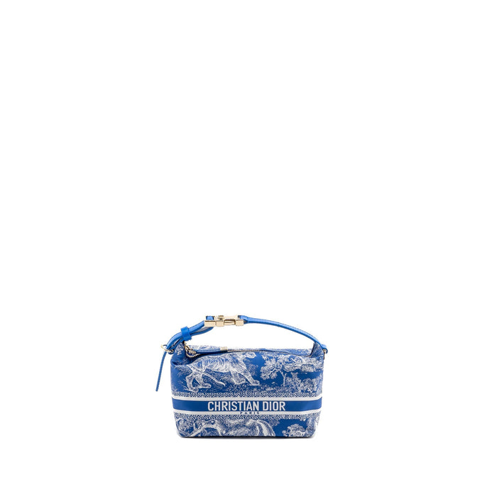 DIOR SMALL DIORTRAVEL NOMAD POUCH TECHNICAL FABRIC BLUE LGHW