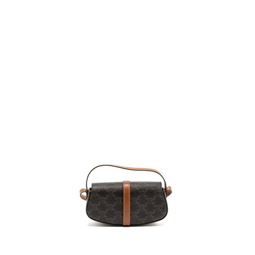 CELINE CLUTCH ON STRAP TABOU CALFSKIN/TRIOMPHE CANVAS TAN GHW