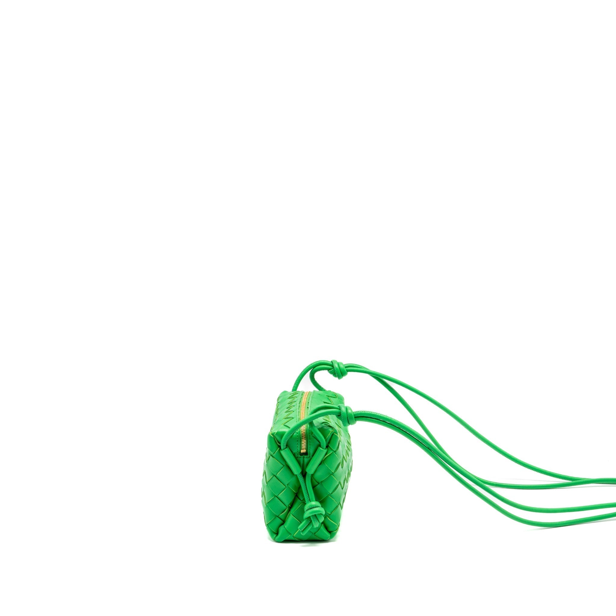 BOTTEGA VENETA MINI LOOP CAMERA BAG LAMBSKIN GREEN GHW
