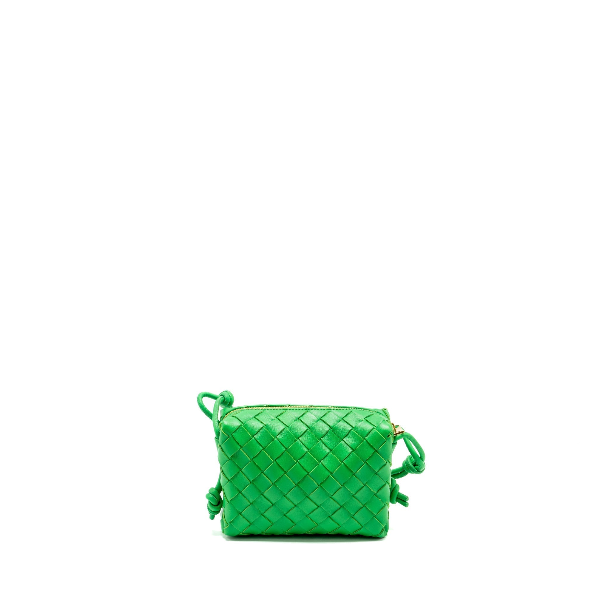 BOTTEGA VENETA MINI LOOP CAMERA BAG LAMBSKIN GREEN GHW