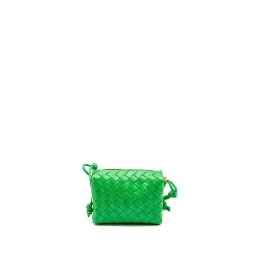 BOTTEGA VENETA MINI LOOP CAMERA BAG LAMBSKIN GREEN GHW
