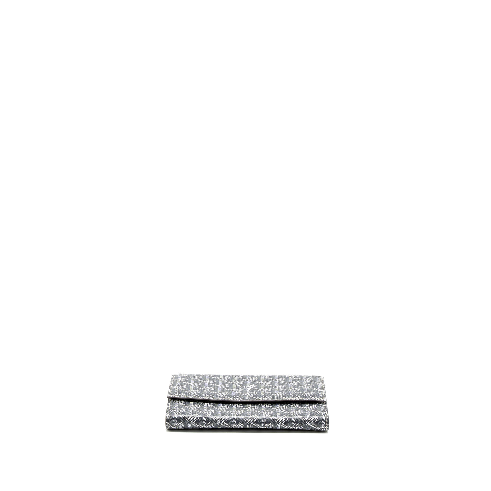 GOYARD VARENNE CONTINENTAL WALLET GOYARDINE CANVAS/CALFSKIN GREY SHW