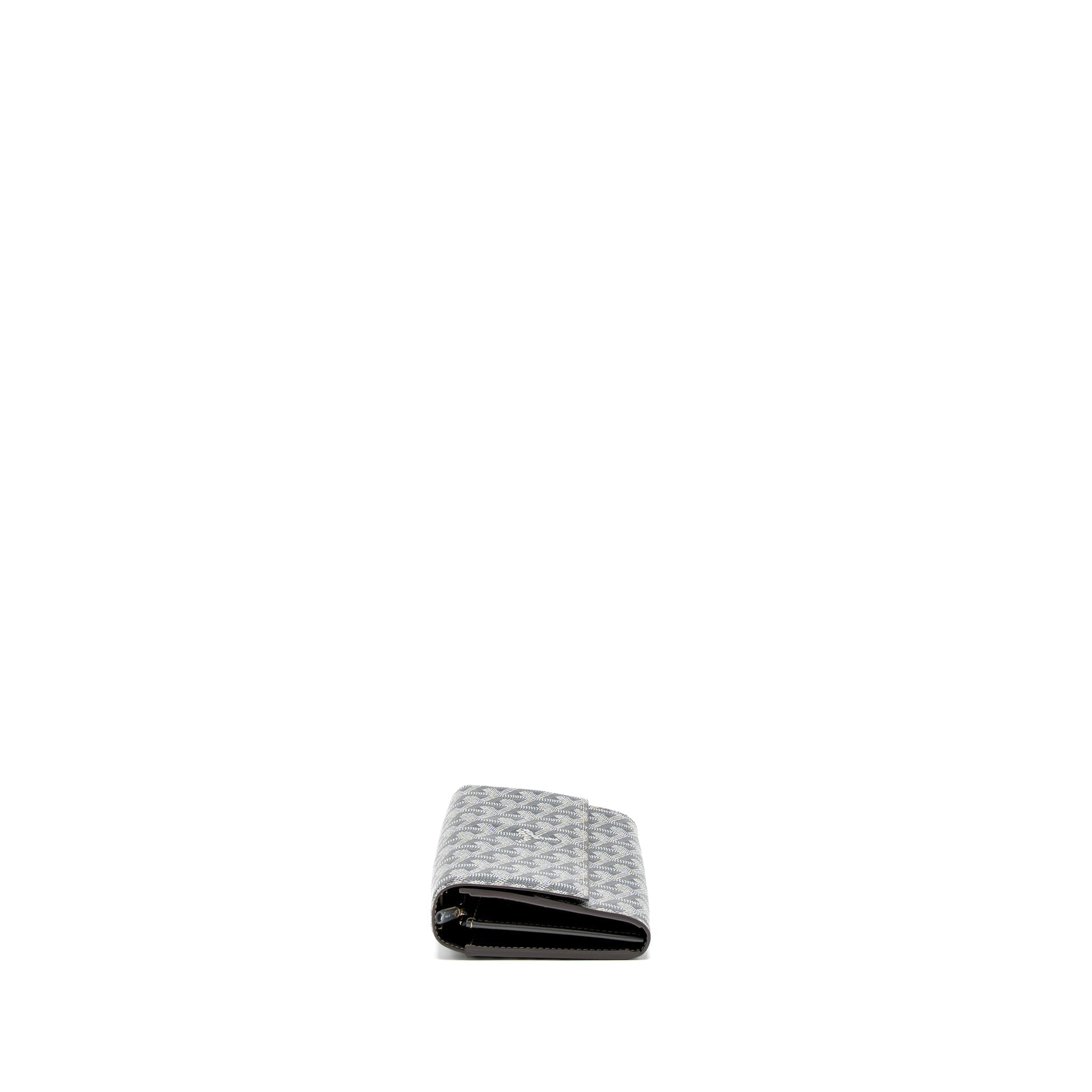 GOYARD VARENNE CONTINENTAL WALLET GOYARDINE CANVAS/CALFSKIN GREY SHW