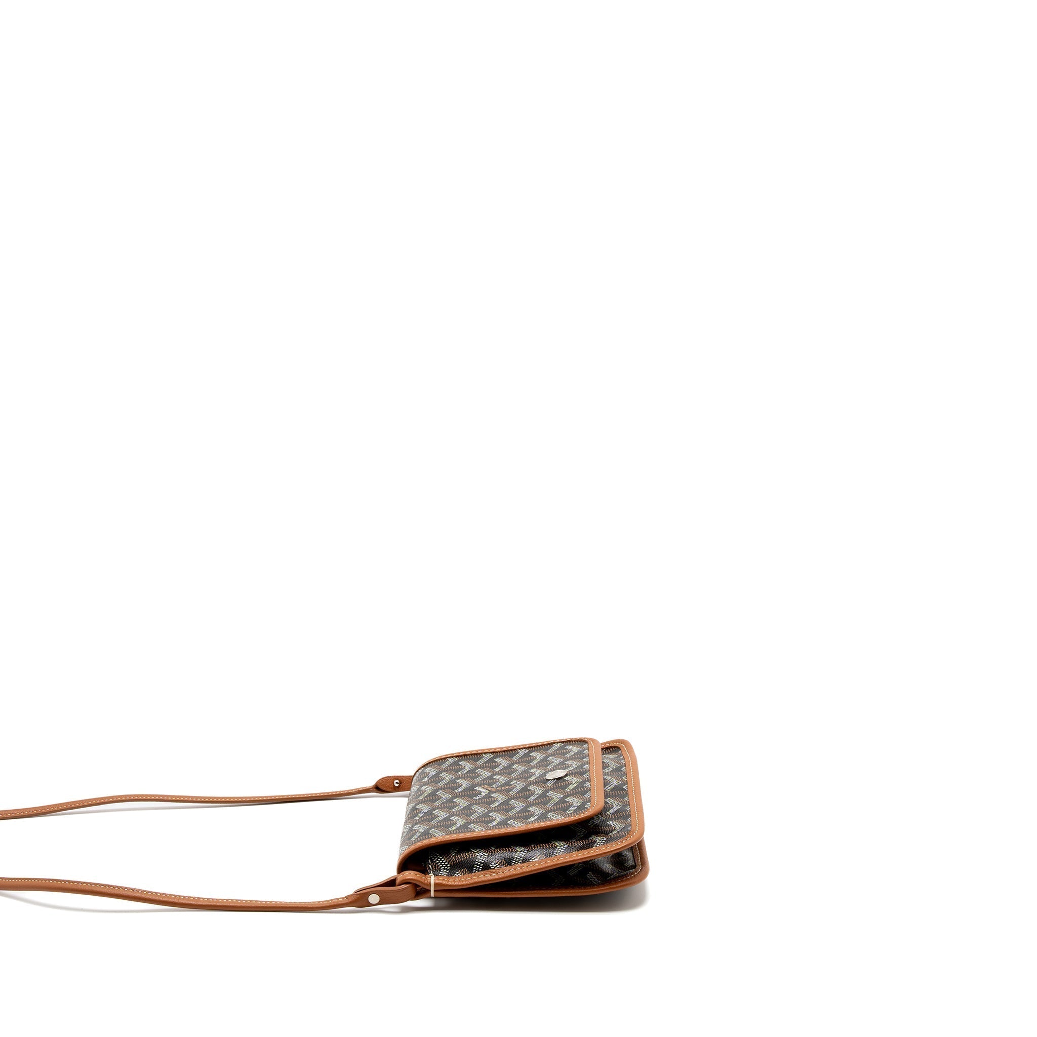 GOYARD PLUMET POCKET WALLET GOYARDINE CANVAS/CALFSKIN BLACK/BROWN SHW