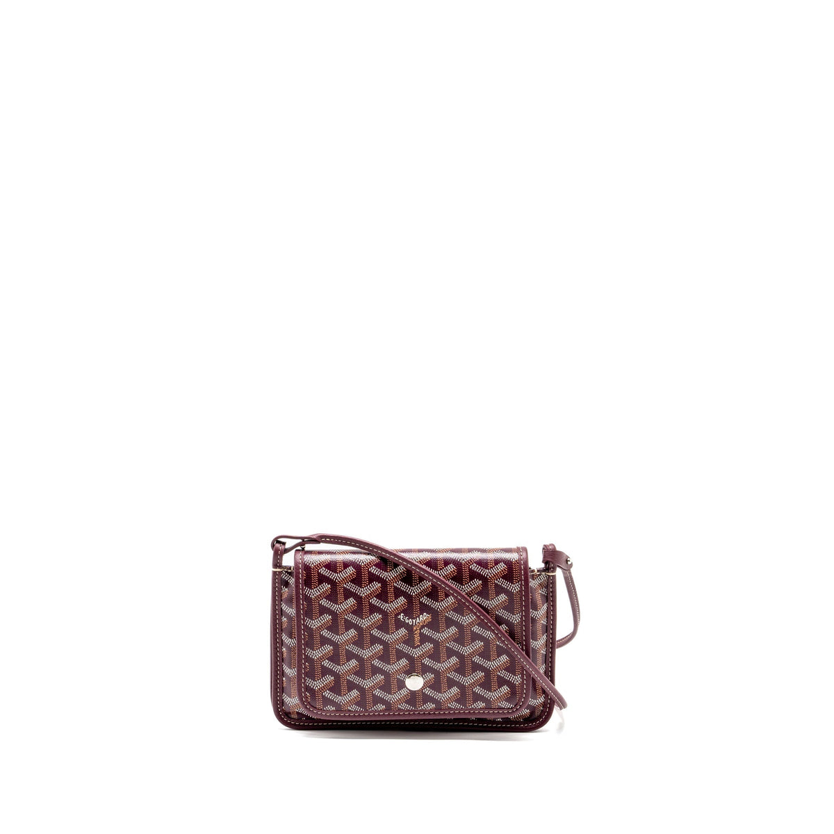 GOYARD PLUMET WALLET CLUTCH GOYARDINE CANVAS/LEATHER BURGUNDY SHW